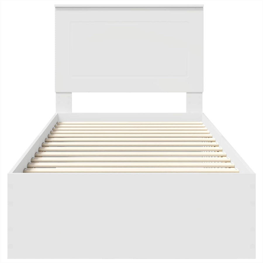 Bedframe met hoofdeinde met lade Wit 90 x 190 cm Bewerkt hout