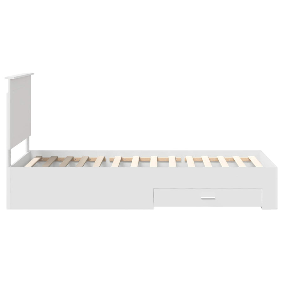 Bedframe met hoofdeinde met lade Wit 90 x 190 cm Bewerkt hout