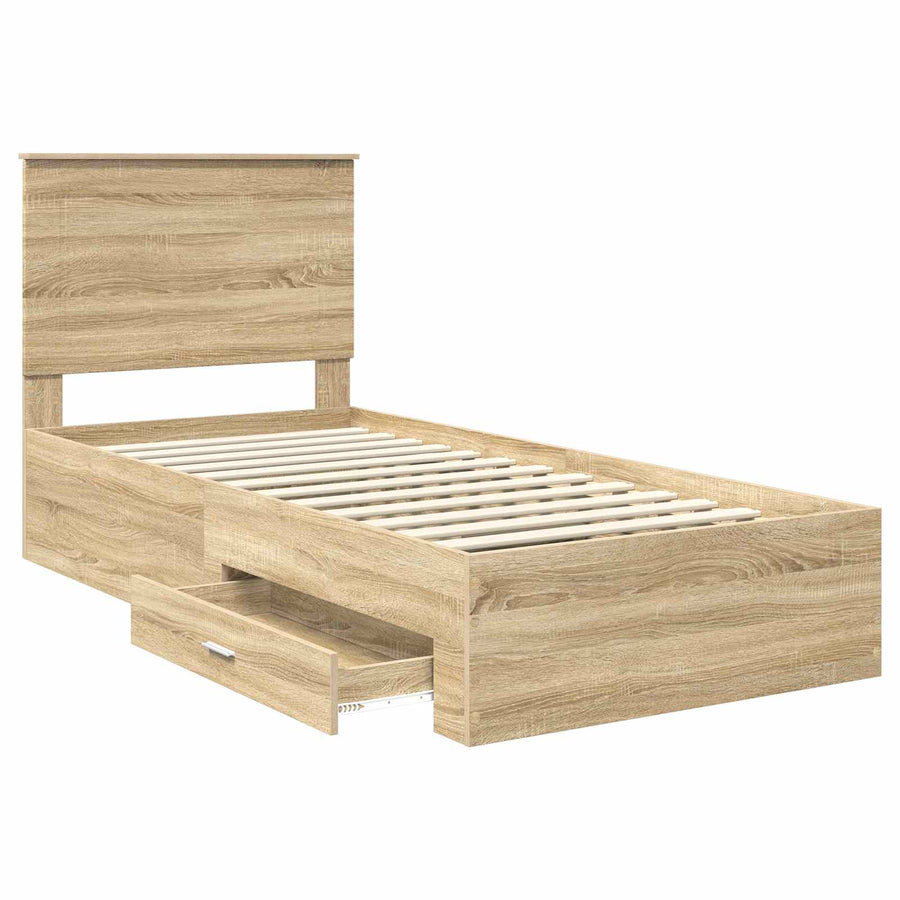 Bedframe met hoofdeinde Sonoma Eiken 90 x 190 cm Bewerkt hout