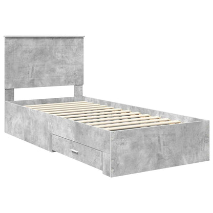 Bedframe met hoofdeinde Beton Grijs 90 x 190 cm Bewerkt hout