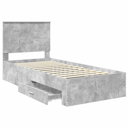 Bedframe met hoofdeinde Beton Grijs 90 x 190 cm Bewerkt hout