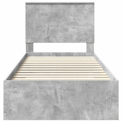 Bedframe met hoofdeinde Beton Grijs 90 x 190 cm Bewerkt hout