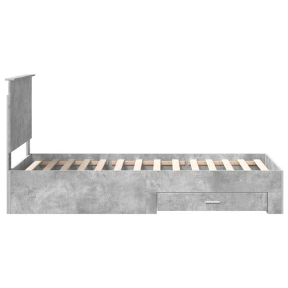 Bedframe met hoofdeinde Beton Grijs 90 x 190 cm Bewerkt hout