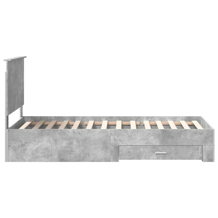 Bedframe met hoofdeinde Beton Grijs 90 x 190 cm Bewerkt hout