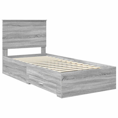 Bedframe met hoofdeinde Grijs Sonoma 90 x 190 cm Bewerkt hout