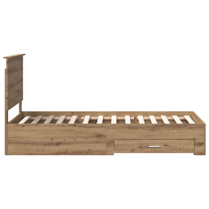Bedframe met hoofdeinde Artisan Eiken 90 x 190 cm Bewerkt hout