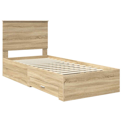 Bedframe met hoofdeinde Sonoma Eiken 90 x 200 cm Bewerkt hout