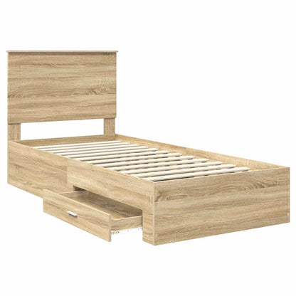 Bedframe met hoofdeinde Sonoma Eiken 90 x 200 cm Bewerkt hout