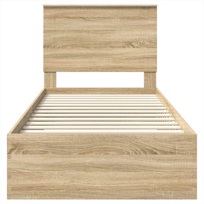 Bedframe met hoofdeinde Sonoma Eiken 90 x 200 cm Bewerkt hout