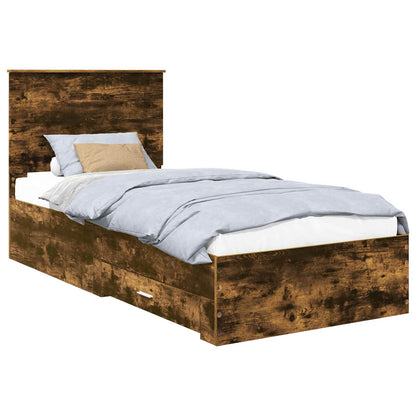Bedframe met hoofdeinde Gerookt eiken 90 x 200 cm Bewerkt hout