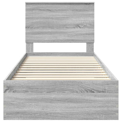 Bedframe met hoofdeinde Grijs Sonoma 90 x 200 cm Bewerkt hout