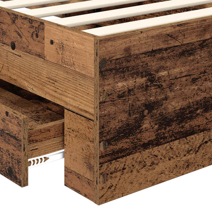 Bedframe met hoofdeinde Oudhout 90 x 200 cm Bewerkt hout