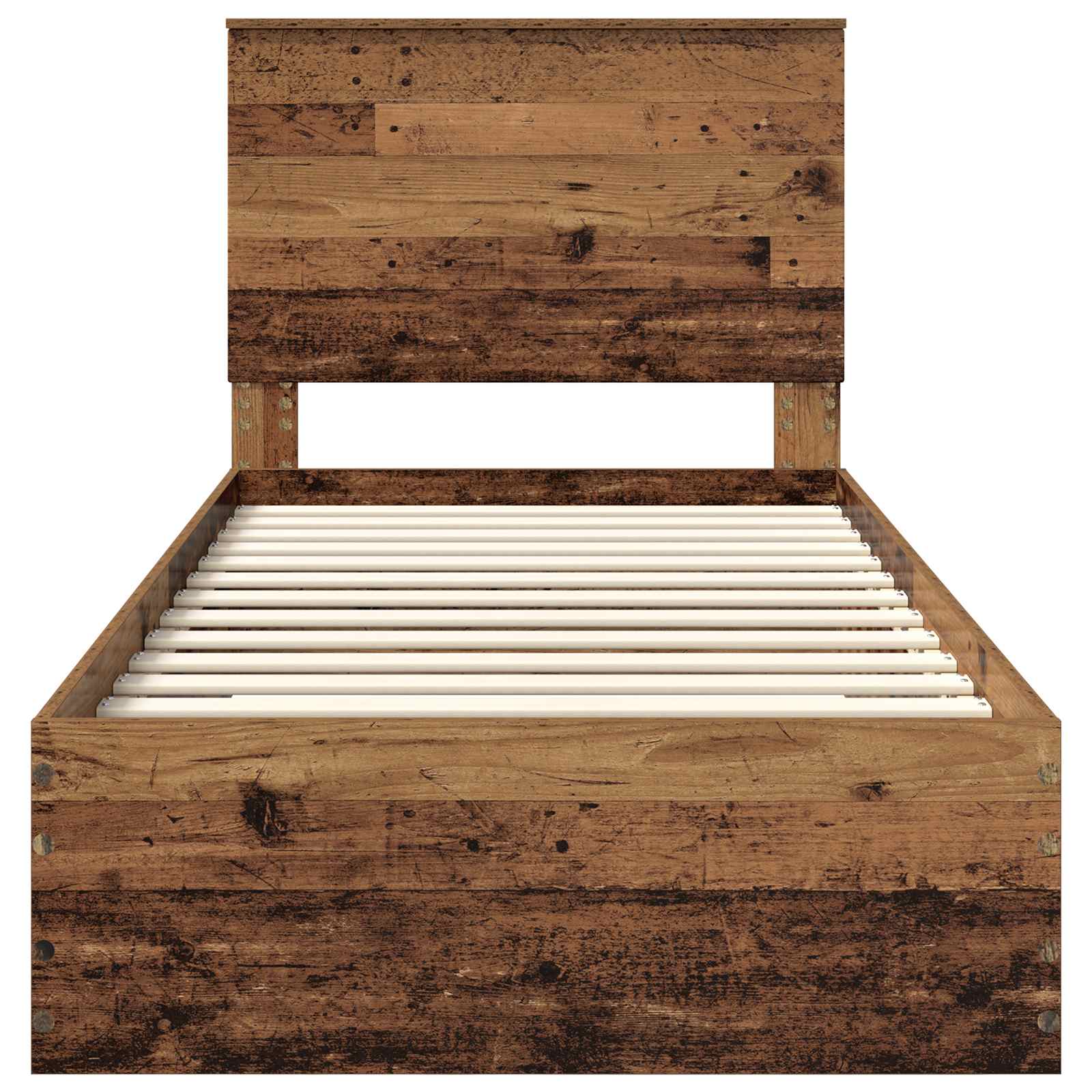 Bedframe met hoofdeinde Oudhout 90 x 200 cm Bewerkt hout