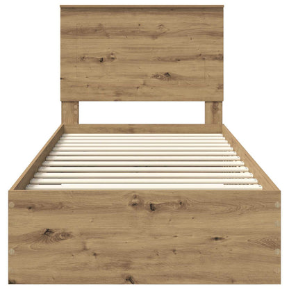 Bedframe met hoofdeinde Artisan Eiken 90 x 200 cm Bewerkt hout