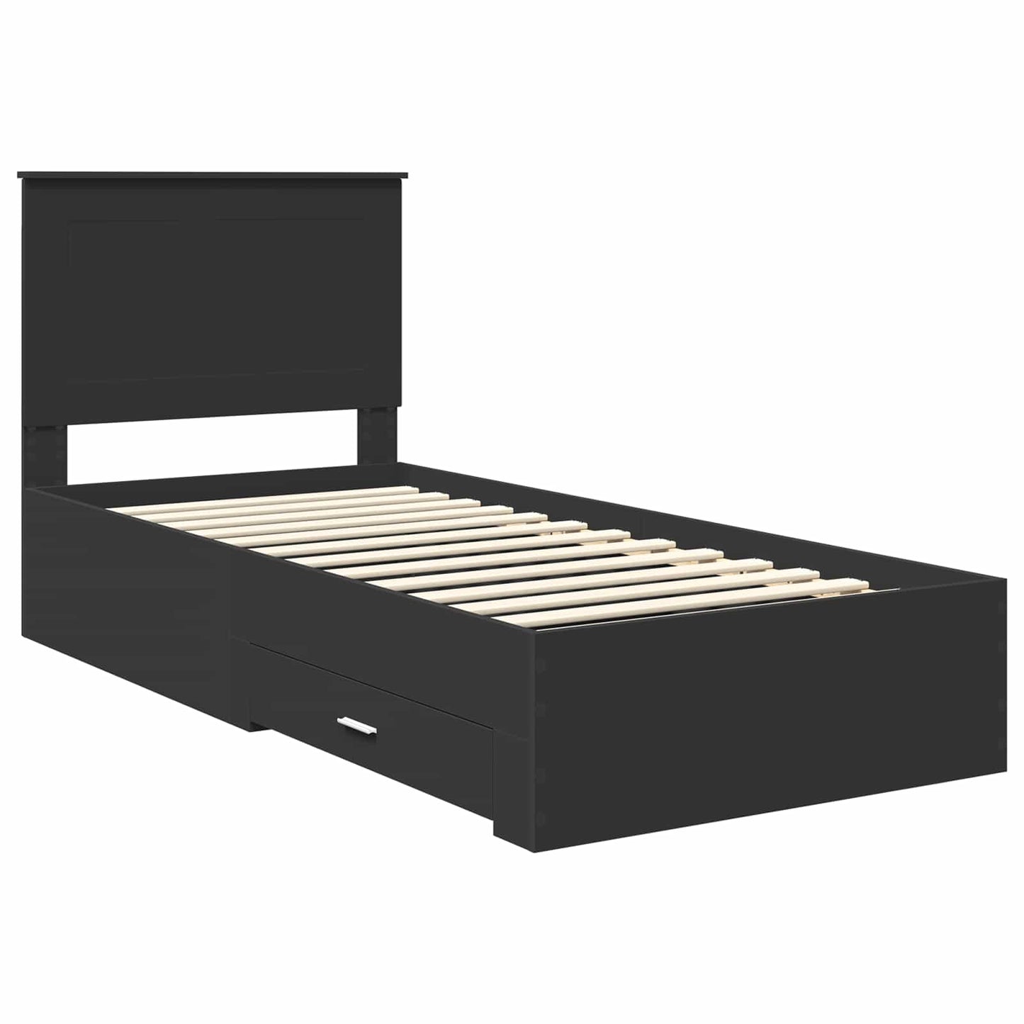 Bedframe met lade Zwart en Zilver 75 x 190 cm Bewerkt hout