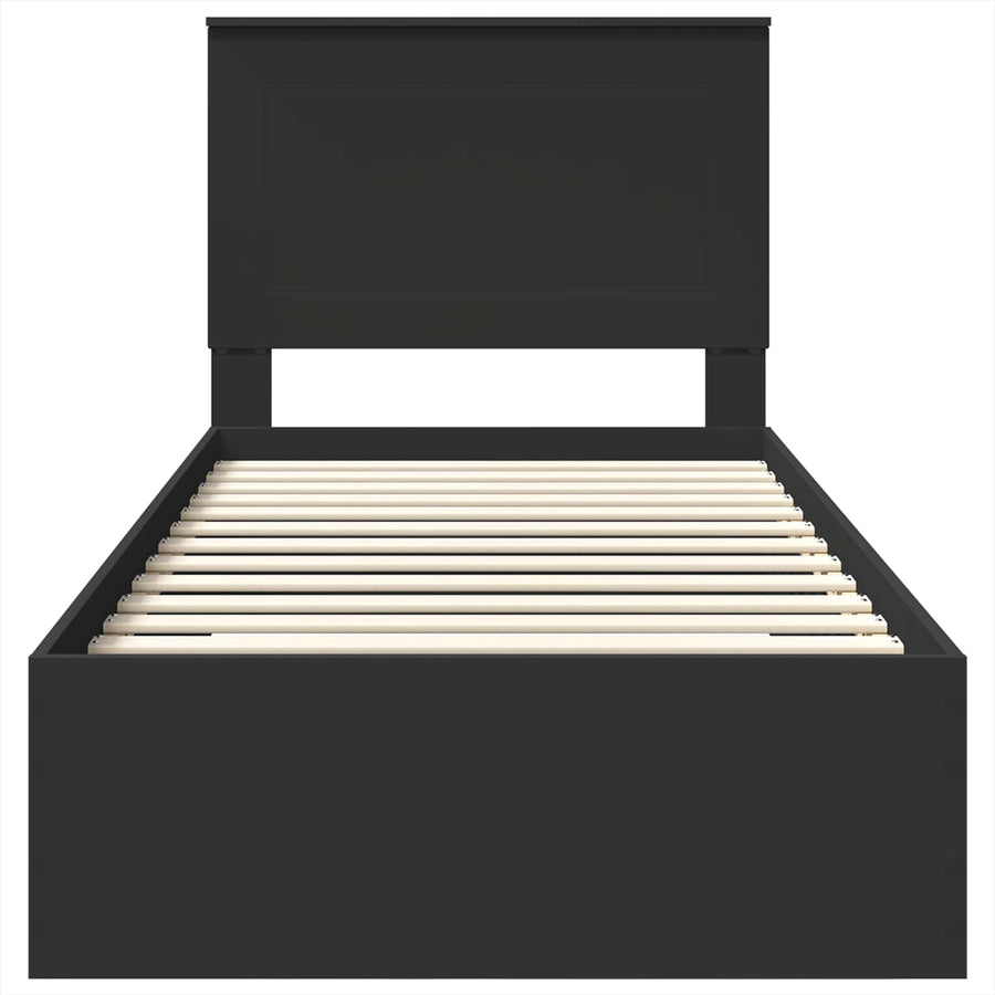 Bedframe met lade Zwart en Zilver 75 x 190 cm Bewerkt hout