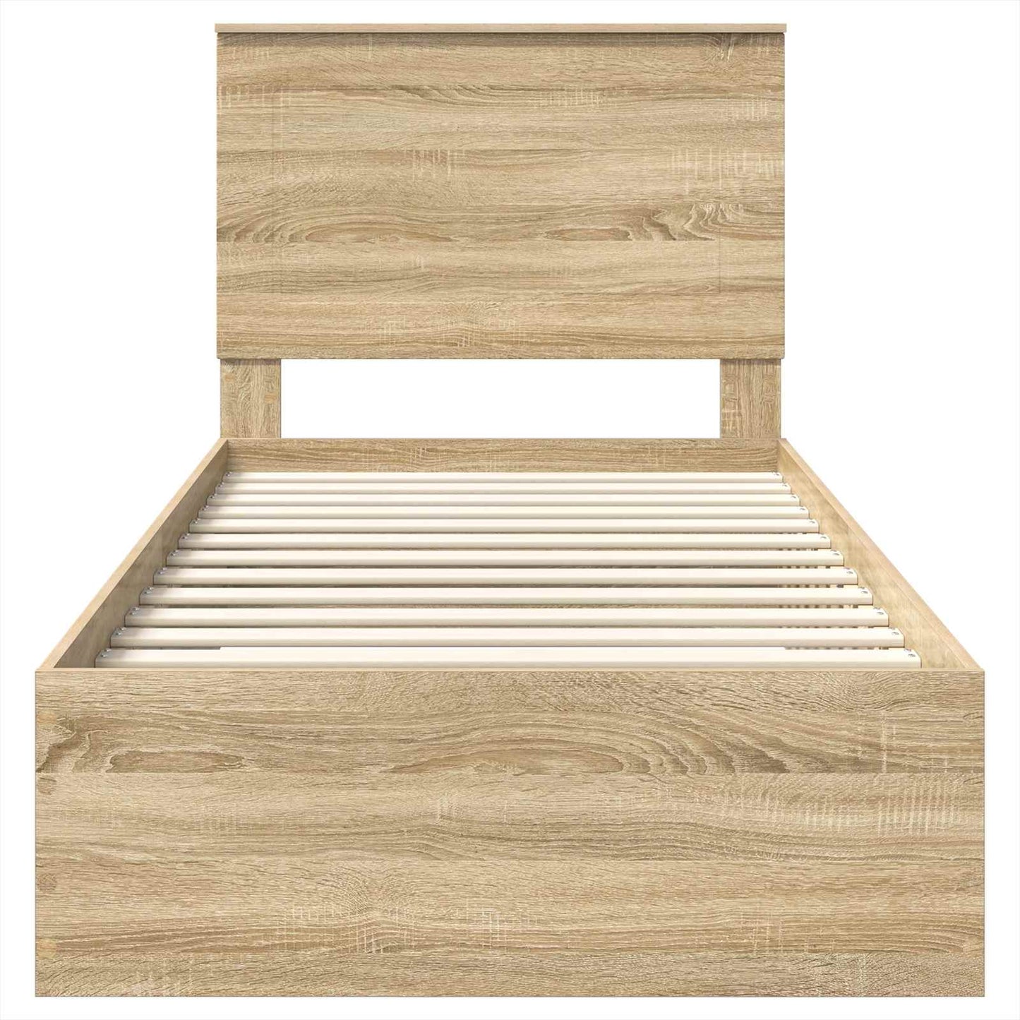 Bedframe Gerookt Eiken en Zilver 75 x 190 cm Bewerkt hout
