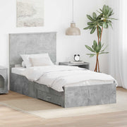 Bedframe 193x78x100 cm bewerkt hout grijs zilver
