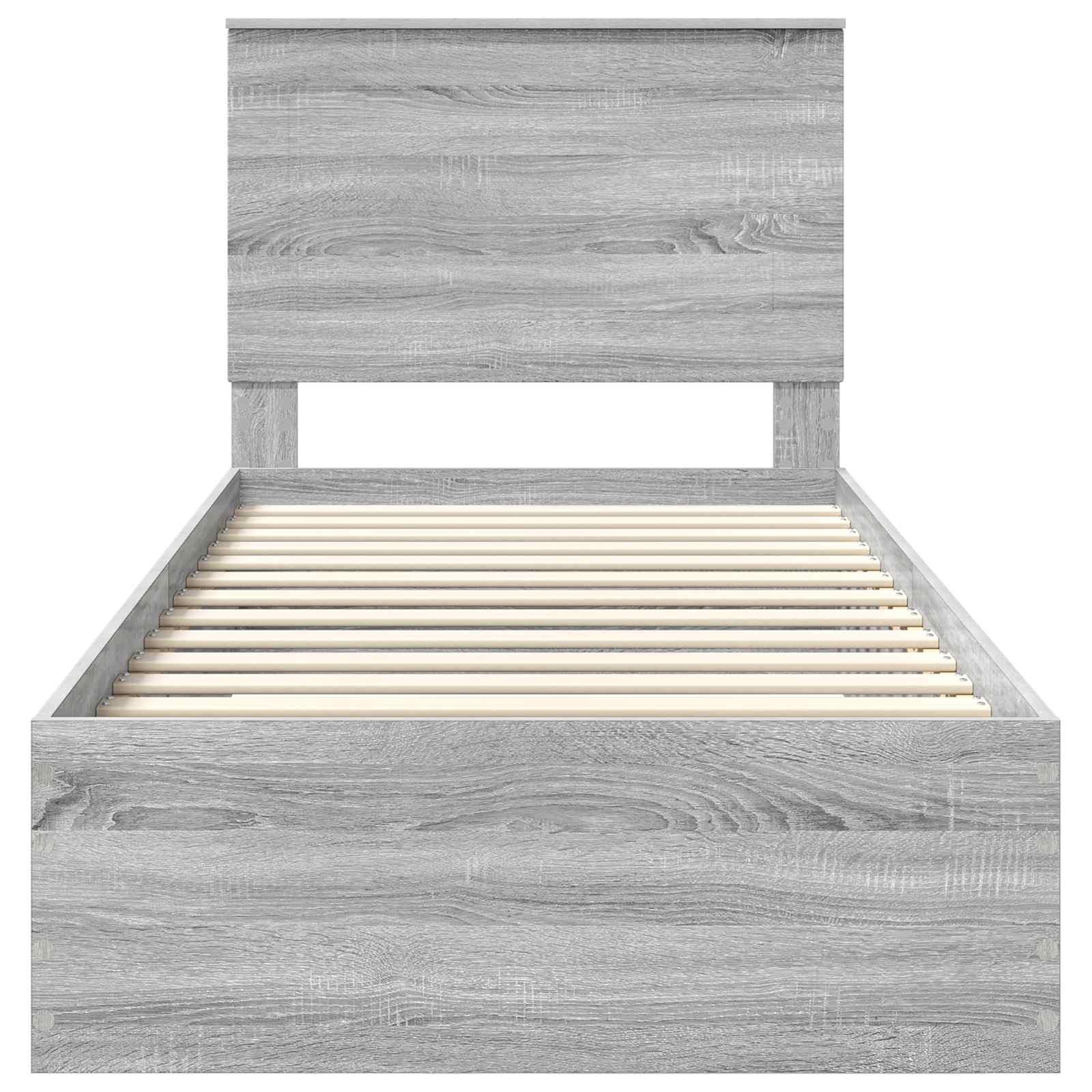 Bedframe Gerookt Eiken en Zilver 75 x 190 cm Bewerkt hout