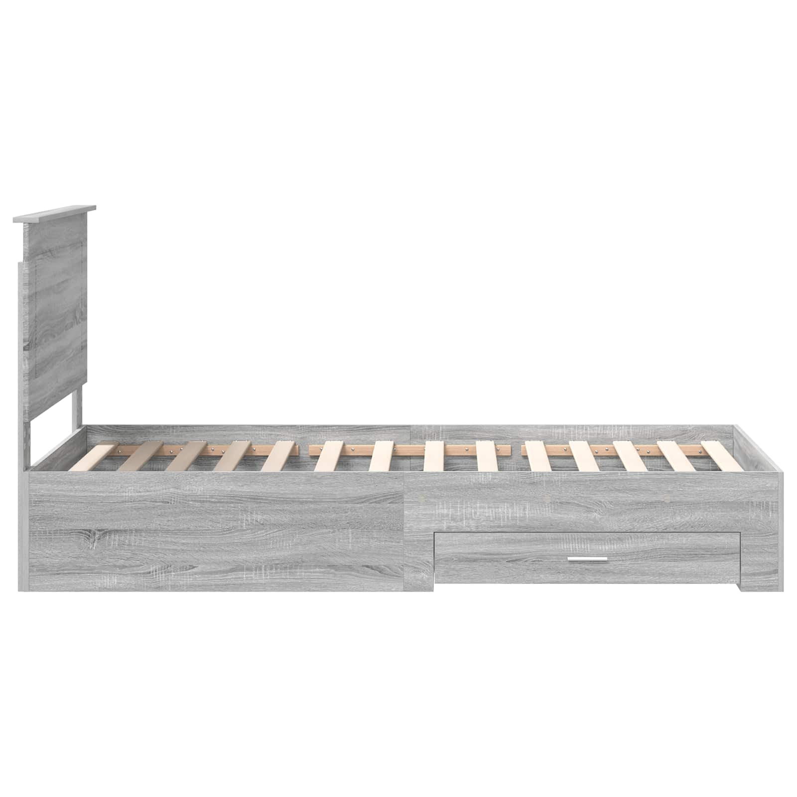 Bedframe Gerookt Eiken en Zilver 75 x 190 cm Bewerkt hout