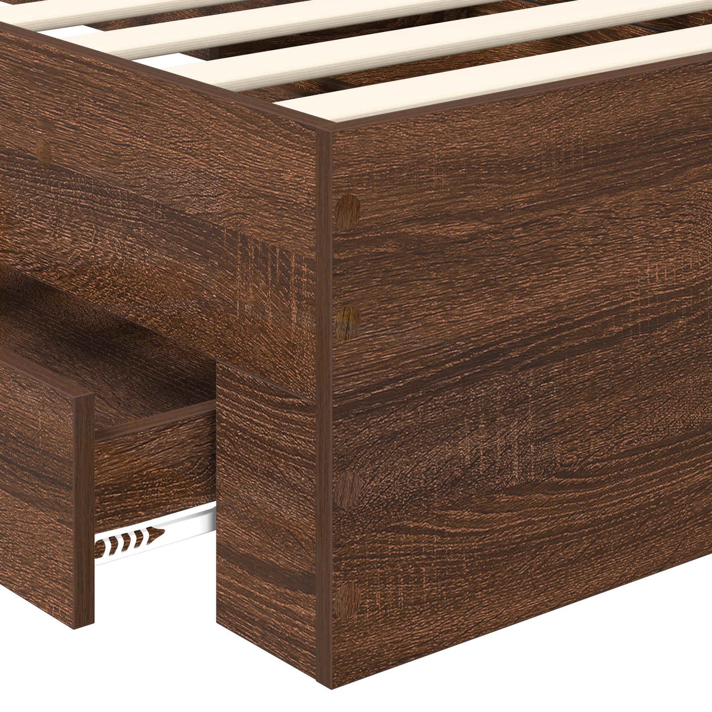 Bedframe Gerookt Eiken en Zilver 75 x 190 cm Bewerkt hout