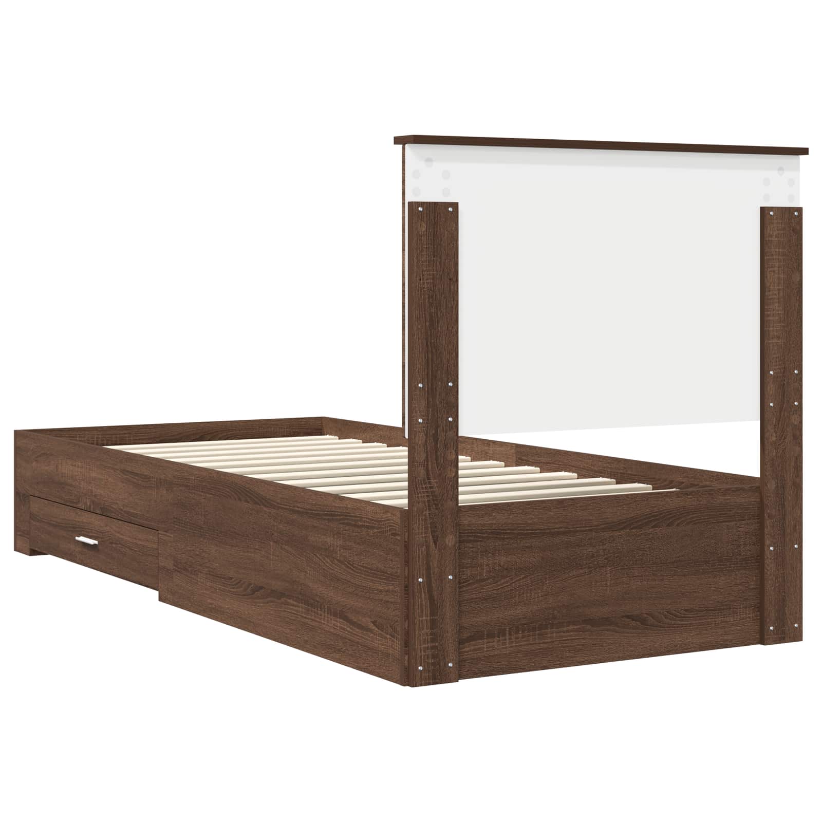 Bedframe Gerookt Eiken en Zilver 75 x 190 cm Bewerkt hout