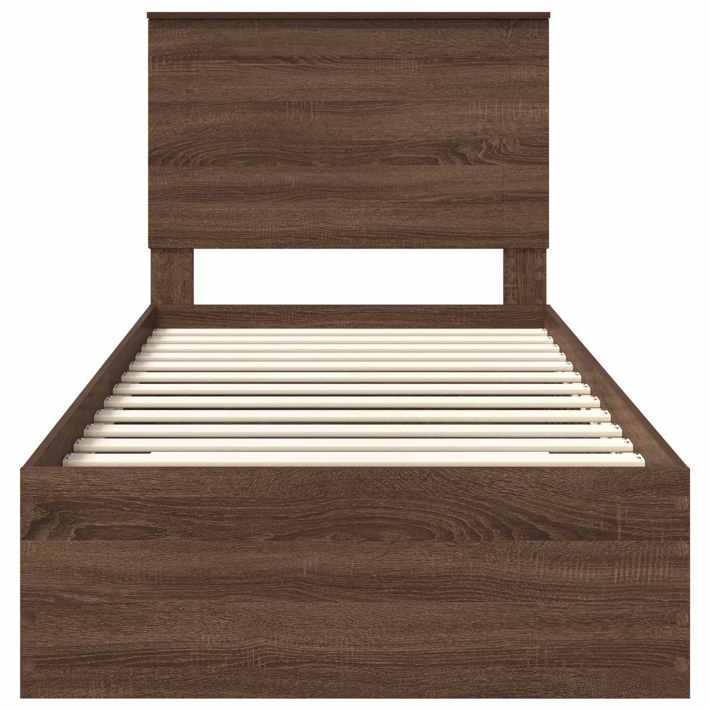 Bedframe Gerookt Eiken en Zilver 75 x 190 cm Bewerkt hout