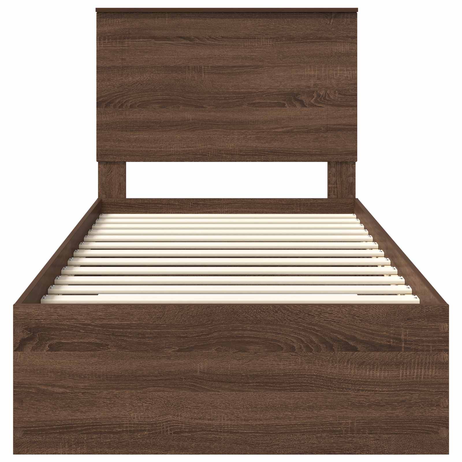 Bedframe Gerookt Eiken en Zilver 75 x 190 cm Bewerkt hout