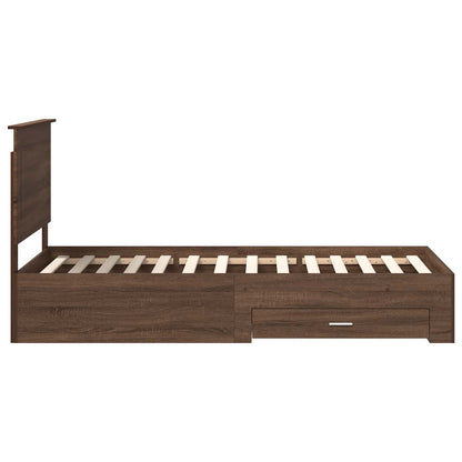 Bedframe Gerookt Eiken en Zilver 75 x 190 cm Bewerkt hout