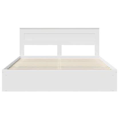 Bedframe met hoofdeinde Wit 200 x 200 cm Massief grenenhout