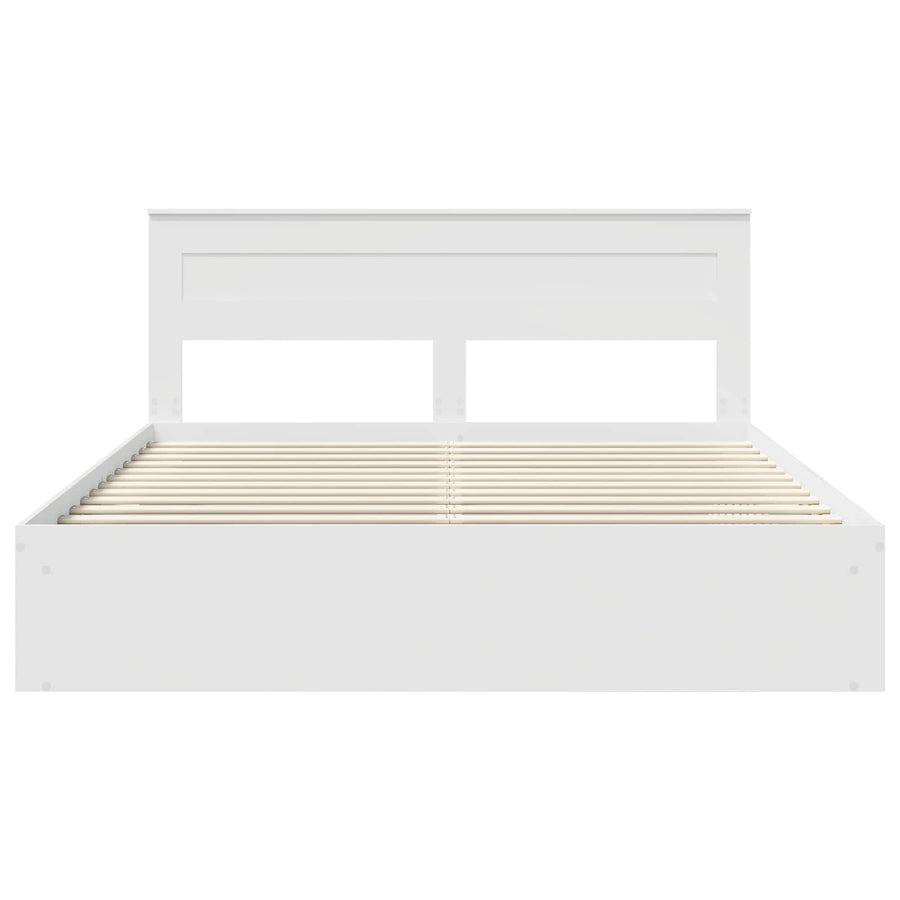 Bedframe met hoofdeinde Wit 200 x 200 cm Massief grenenhout