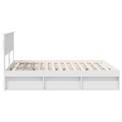 Bedframe met hoofdeinde Wit 200 x 200 cm Massief grenenhout
