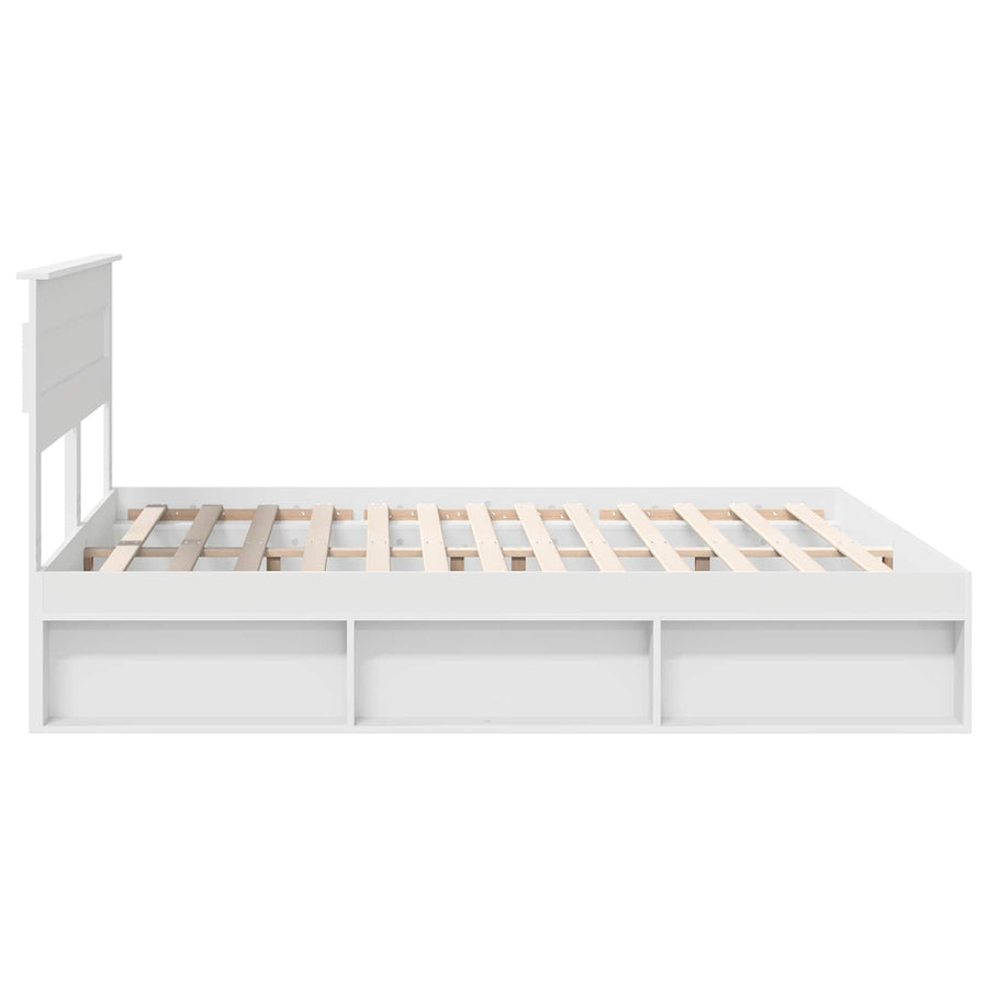 Bedframe met hoofdeinde Wit 200 x 200 cm Massief grenenhout