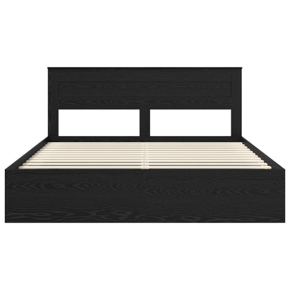Bedframe met matras Zwart 200 x 200 cm Massief grenenhout