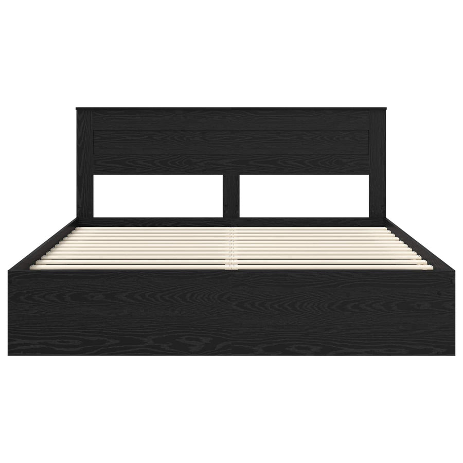Bedframe met matras Zwart 200 x 200 cm Massief grenenhout