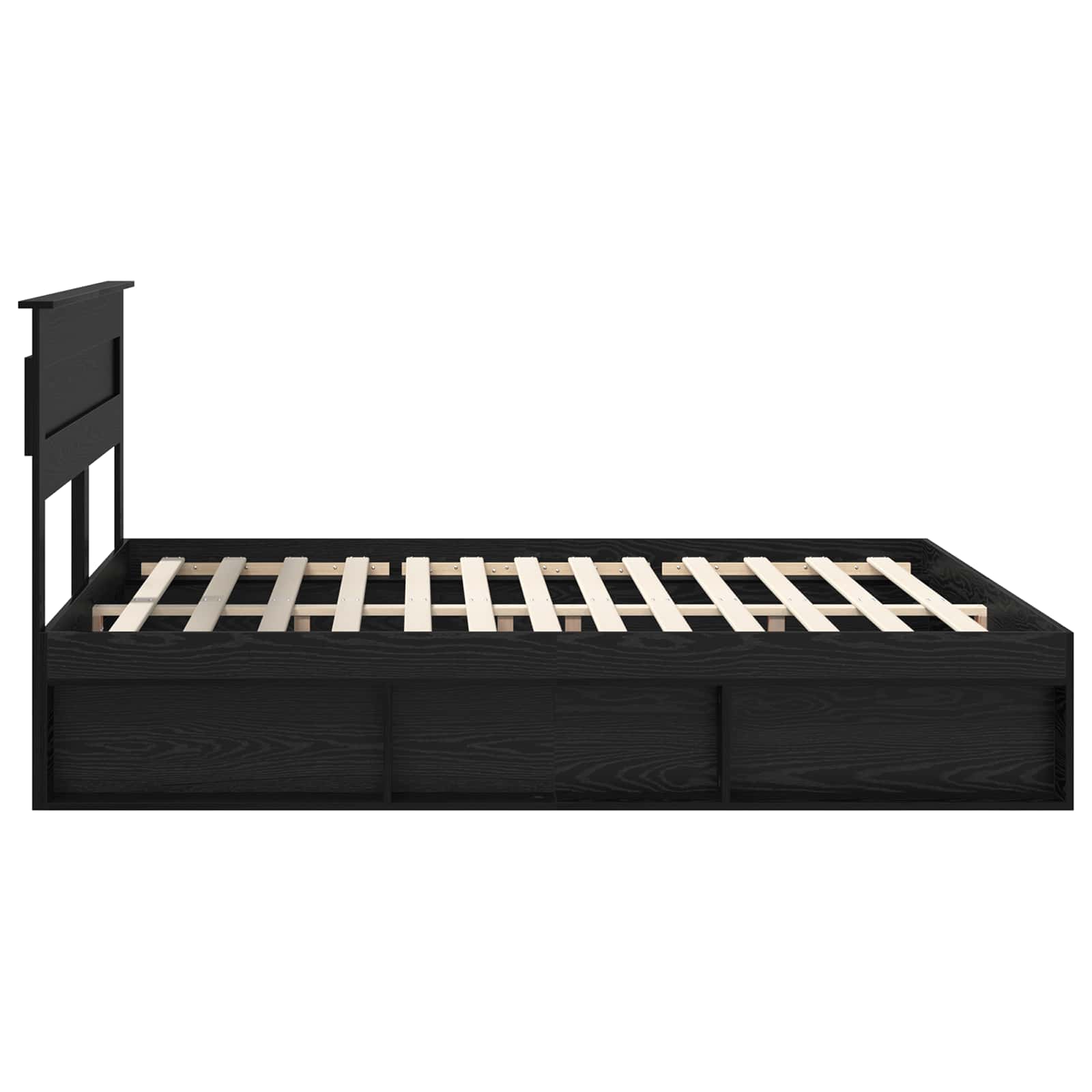 Bedframe met matras Zwart 200 x 200 cm Massief grenenhout