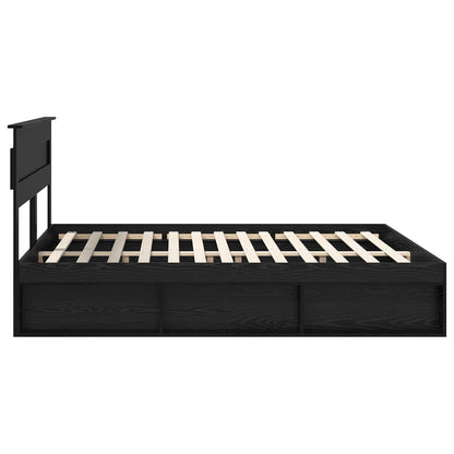 Bedframe met matras Zwart 200 x 200 cm Massief grenenhout
