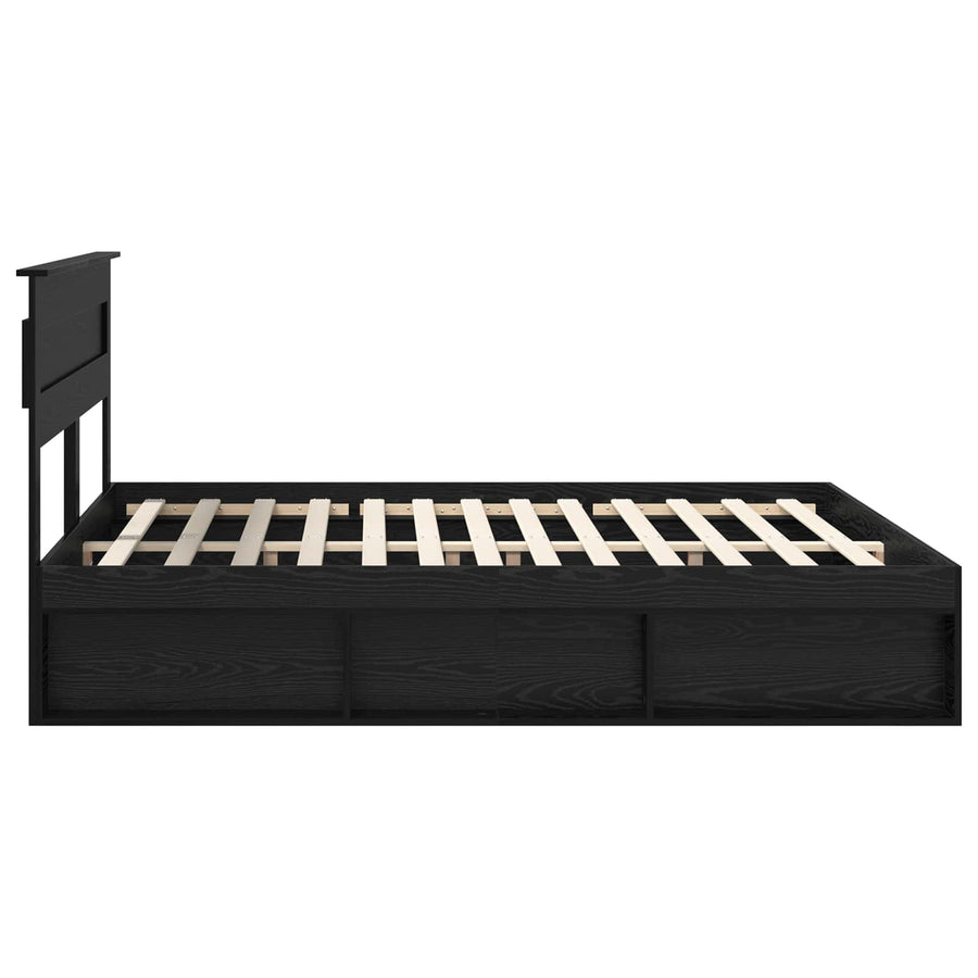 Bedframe met matras Zwart 200 x 200 cm Massief grenenhout
