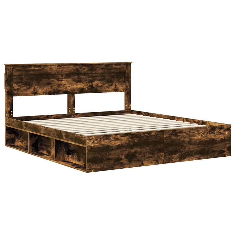 Bedframe Gerookt eiken 200 x 200 cm Massief grenenhout