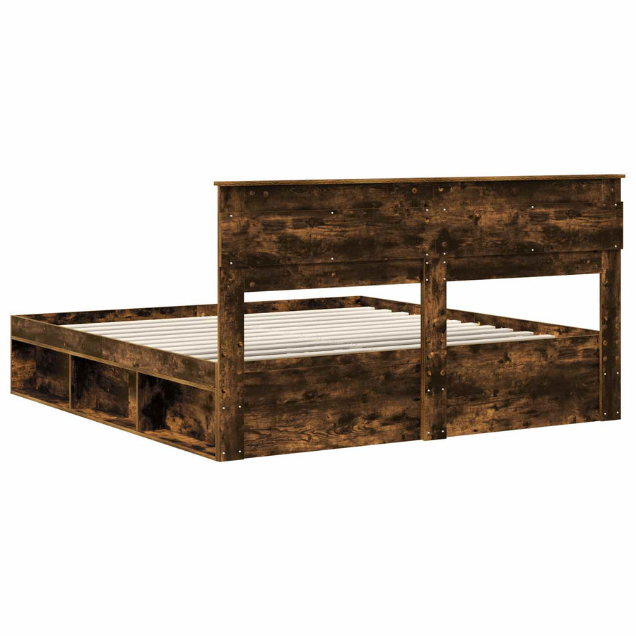 Bedframe Gerookt eiken 200 x 200 cm Massief grenenhout