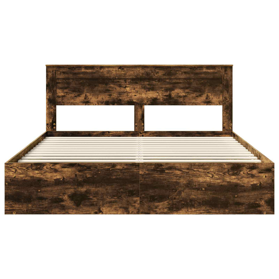 Bedframe Gerookt eiken 200 x 200 cm Massief grenenhout
