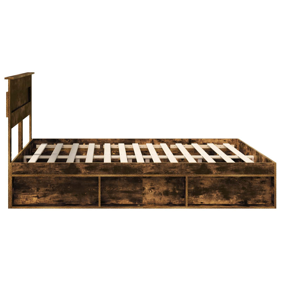 Bedframe Gerookt eiken 200 x 200 cm Massief grenenhout