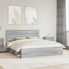 Bedframe 200x200 cm massief grenenhout grijs