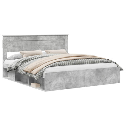 Bedframe met hoofdeinde Beton 180 x 200 cm Massief grenenhout