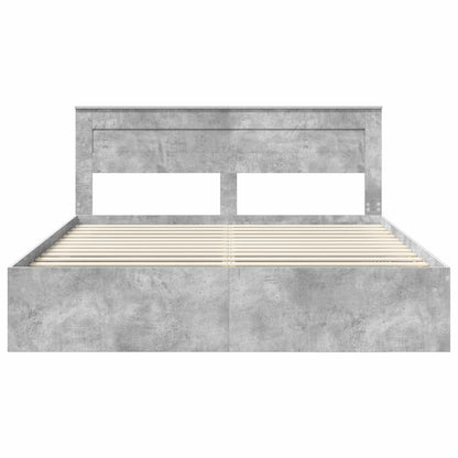 Bedframe met hoofdeinde Beton 180 x 200 cm Massief grenenhout