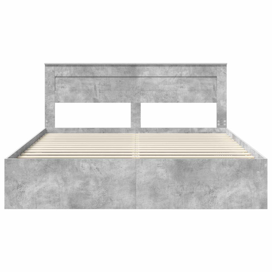 Bedframe met hoofdeinde Beton 180 x 200 cm Massief grenenhout