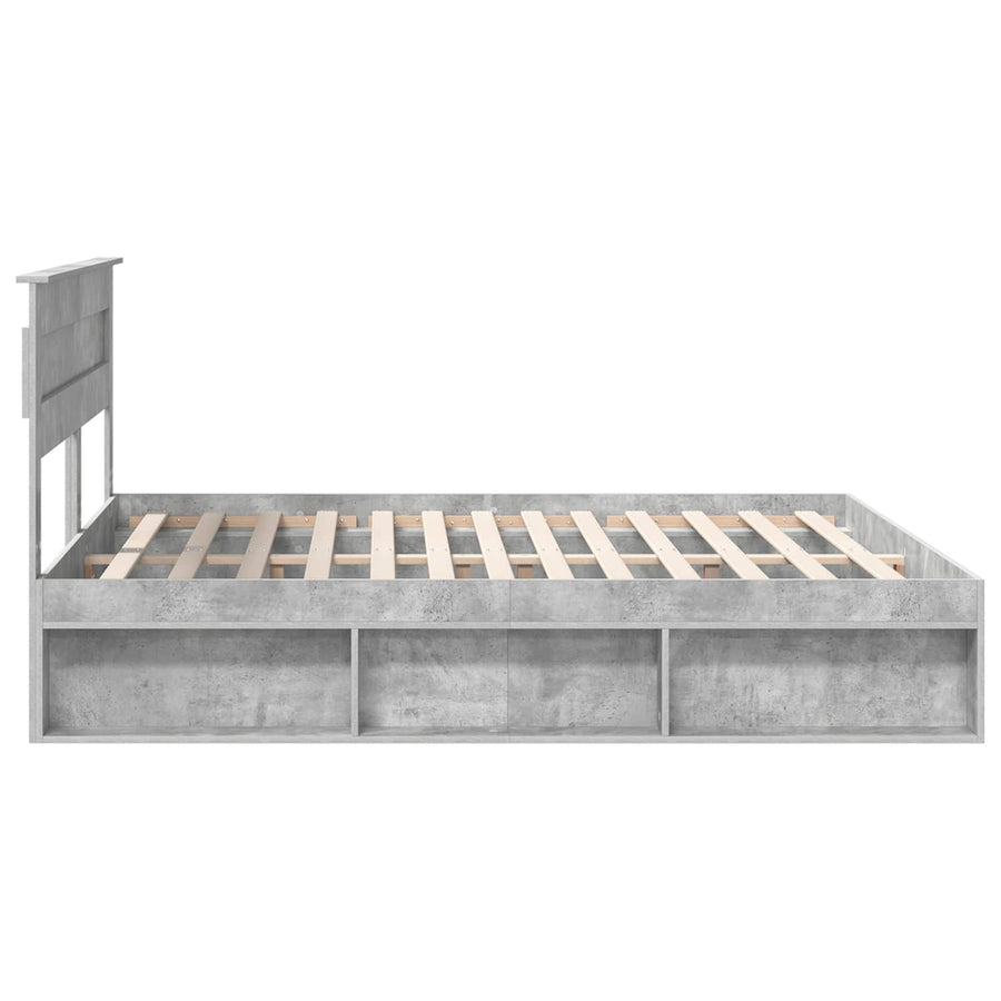 Bedframe met hoofdeinde Beton 180 x 200 cm Massief grenenhout