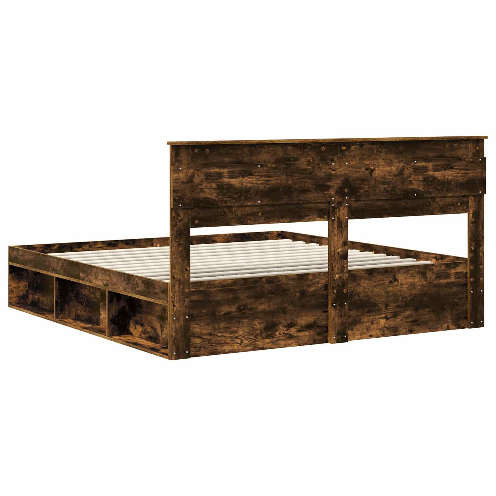 Bedframe Gerookt eiken 180 x 200 cm Massief grenenhout