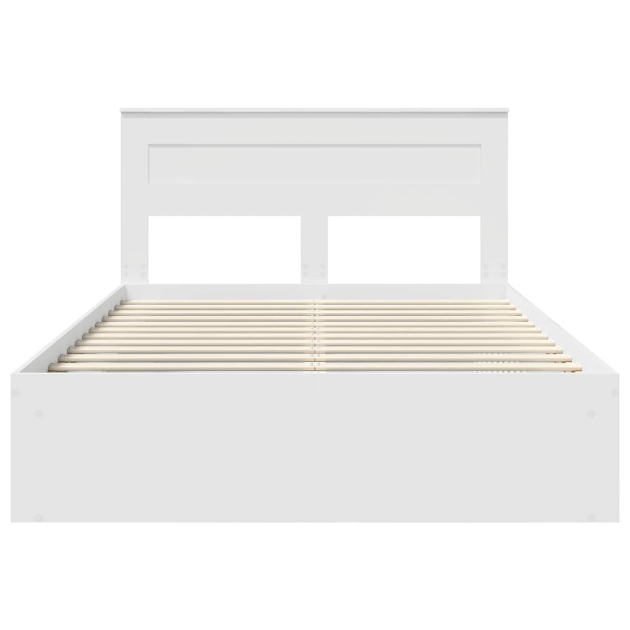 Bedframe met hoofdeinde Wit 160 x 200 cm Massief grenenhout