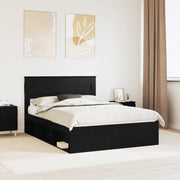 Bedframe 150x200 cm zwart massief grenenhout